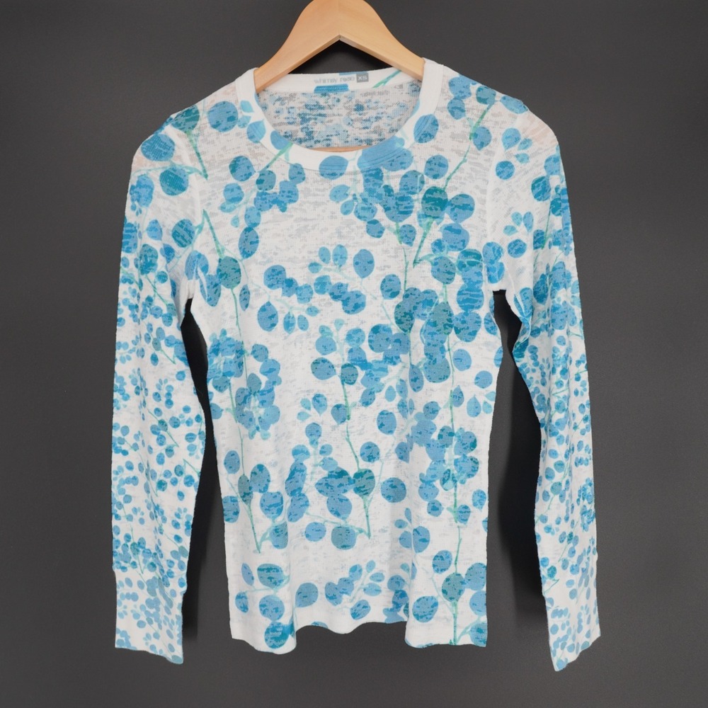 Whimsy Rose Baby Waffle Shirt Womens XS Floral Crew Neck Long Sleeve Lightweight
